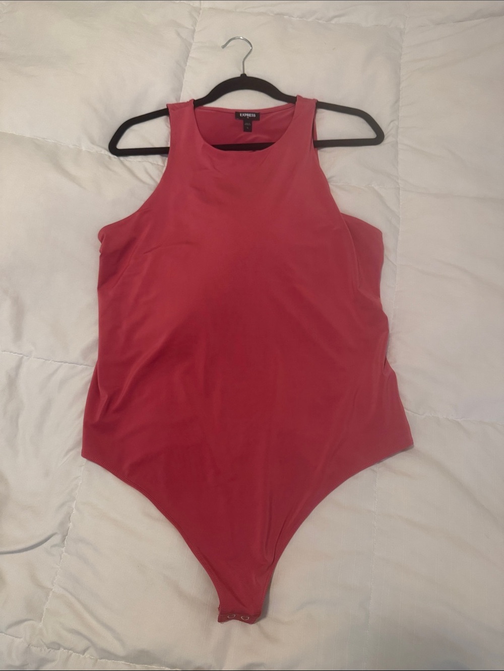 Express Women's Coral-Red High Neck One-Piece Swimsuit